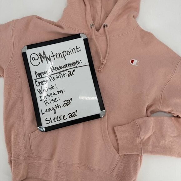 Champion Reverse Weave Pink Long Sleeve Hoodie Kangaroo Pocket Small Sweatshirt - Picture 6 of 6